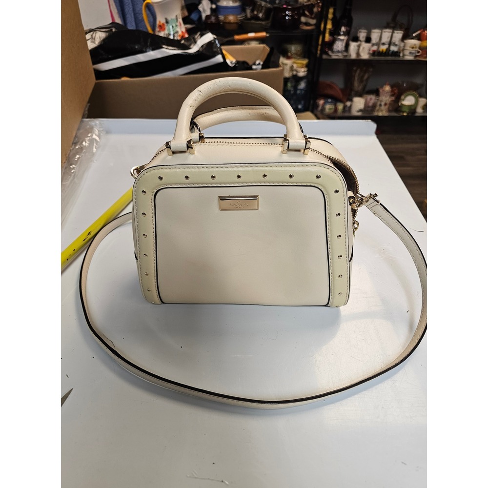 Kate Spade New York Studded Leather Crossbody Bag Cream Gold Tone WKRU5396